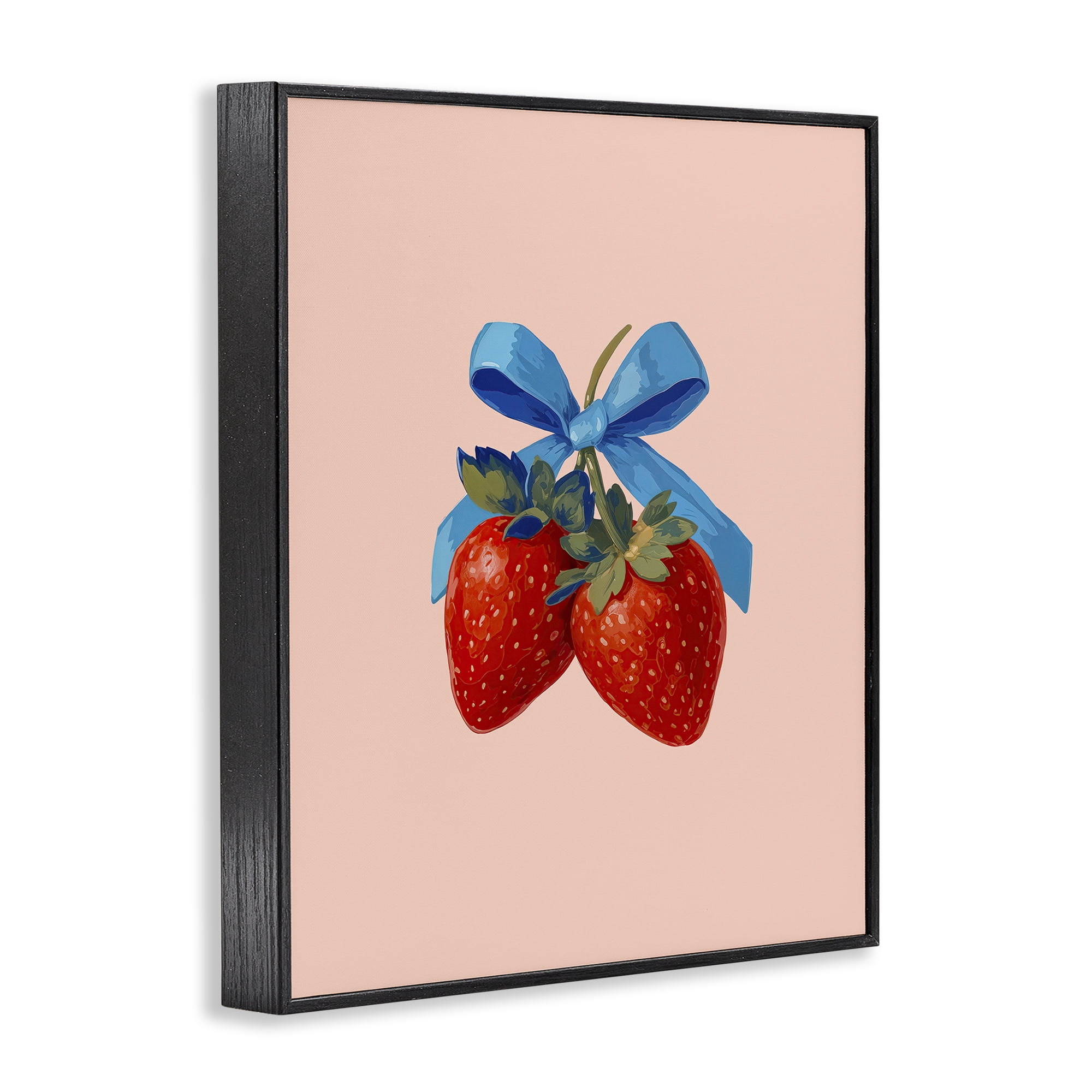 Stupell Industries Strawberry Pair with Blue Bow Black Framed Giclee Art, design by Imagine It Images
