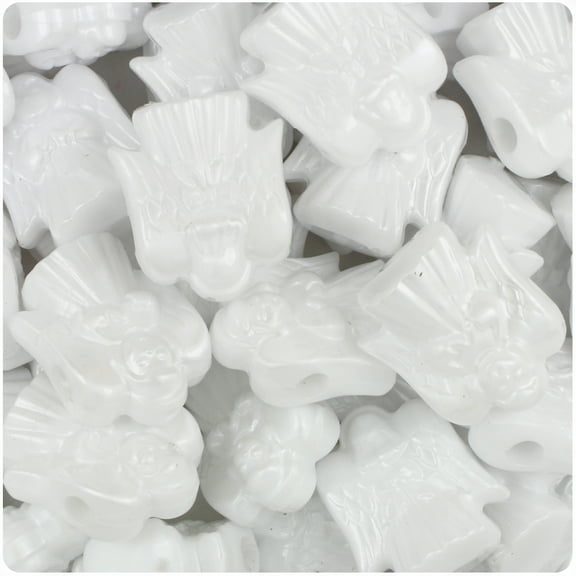 BeadTin White Pearl 22mm Angel Pony Beads (24pcs)