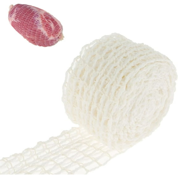 Triani Elastic Meat Netting,18 Holes,Beef Netting Roll for Meat Cooking Meat Sausage Making,Ham Elastic Sock Netting,2.17'' Width Meat Wrapping Tying Net Roll,196''Length,White