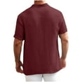 thumbnail image 5 of Vmvidoty Men's Basic Short Sleeve Stand Up Collar Button T-Shirt Wine L, 5 of 9