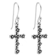 thumbnail image 5 of Pretty in Faith Floral Cross Sterling Silver Dangle Earrings, 5 of 5