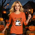 thumbnail image 5 of Trgacdwlo Womens Halloween Tops 3/4 Sleeve Funny Pumpkin Ghost Womens Crew Neck Shirts Vintage Ghost Pattern Fall Tunic Shirts for Women XL, 5 of 7