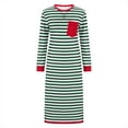 thumbnail image 5 of SMihono Spring Dresses for Women 2025 Striped Color Block Long Sleeve Crewneck Side Splits Casual Loose Long Maxi Dress Green 6, 5 of 7
