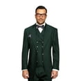thumbnail image 2 of Statement Wool Suit Men's Hunter Green Wide Leg Big Lapel Florence By Alberto Nardoni Brand Designer, 2 of 3