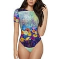 thumbnail image 2 of Goofa Spring Flower Seasonal Printed Women Rash Guard Short Sleeve,Tummy control Swimsuit Surfing Swimsuit Bathing Suit One Piece Swimsuit UPF 50-, 2 of 9