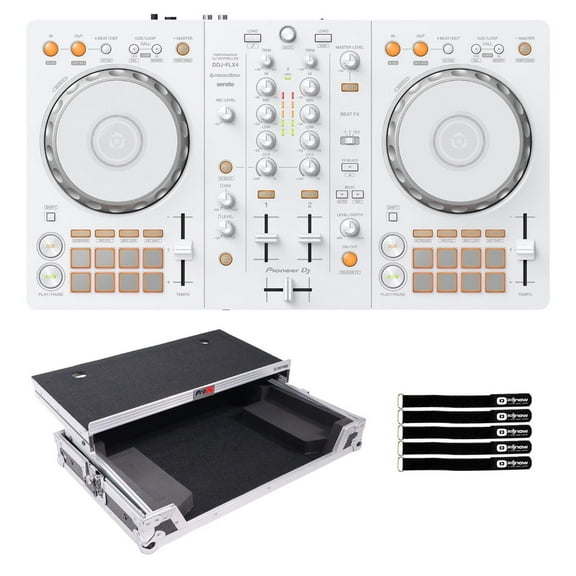 Pioneer DDJ-FLX4-W 2-Channel DJ Controller in Limited Edition White with Flight Case Package