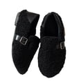 thumbnail image 5 of KEVCHE Womens Fuzzy Loafers ,Buckle Slip On Flat Cozy Winter Shoes, Plush Fleece Upper Buckle Strap Non-Slip Sole Warm Shoes ,Indoor Outdoor Casual Daily Fall Winter Shoes, 5 of 6
