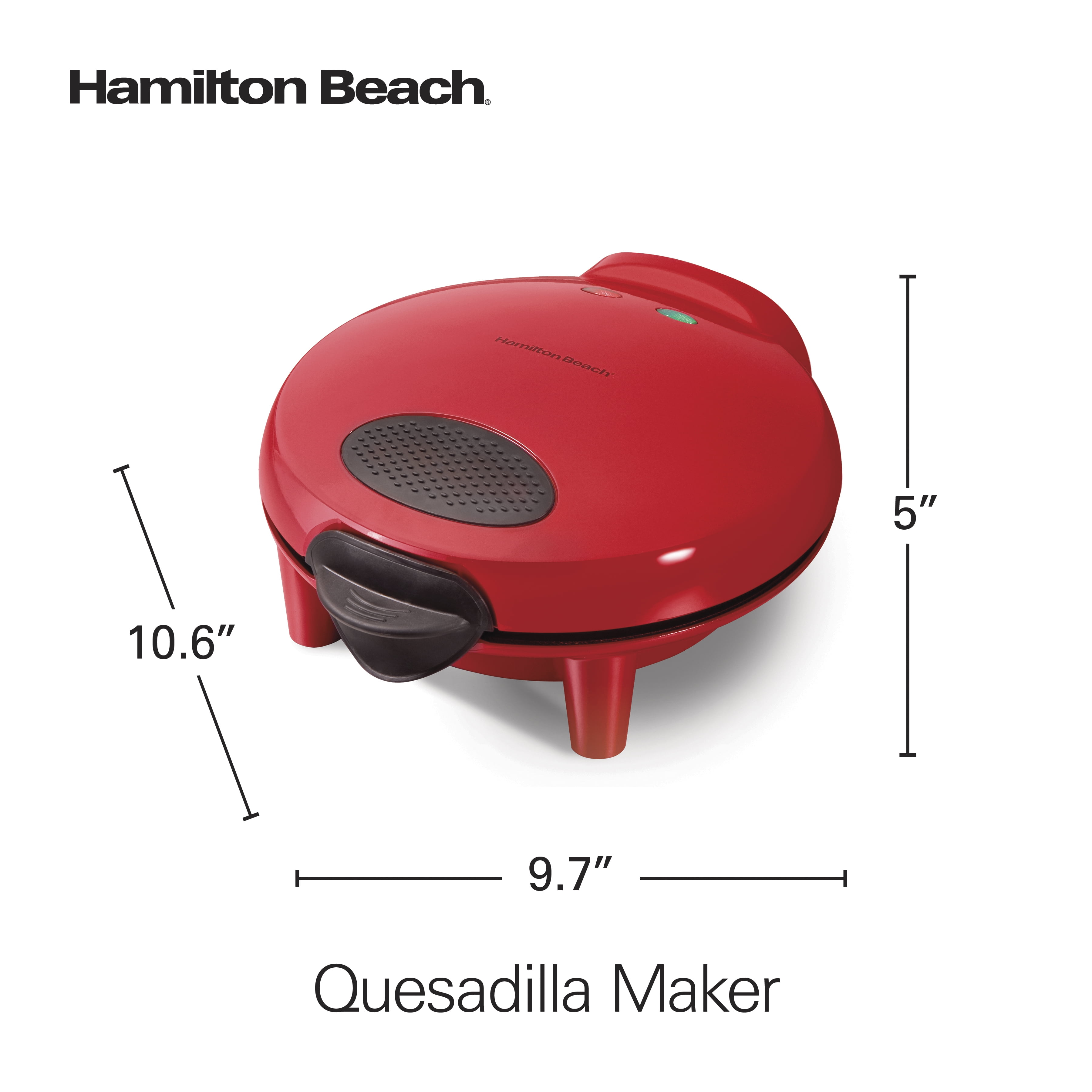 Hamilton Beach Quesadilla Maker, 8 Round, Makes 6 Wedges, Red, 25409
