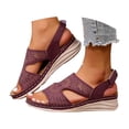 thumbnail image 2 of Daolelai Hollow Thick-Soled Wedge-Heeled Peep-Toe Sandals, 2 of 9