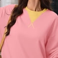 thumbnail image 5 of QIYAGBSA Color Block Crew Neck Tops for Women, Long Sleeve Loose Pullover Sweatshirt with Contrast Detail, Casual Spring Fall Streetwear, 5 of 8