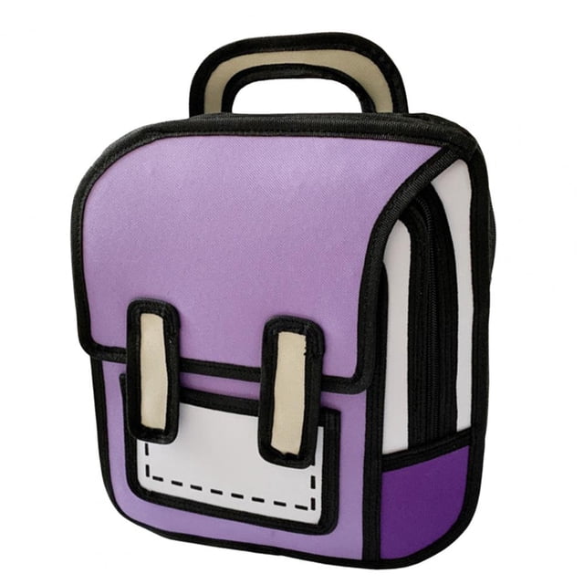 Mochila escolar con correa ajustable para niños y niñas, almacenamiento de libros Unisex, cómic 2D, mochila para estudiantes, uso diario Purple SCHINA Fivean unisex