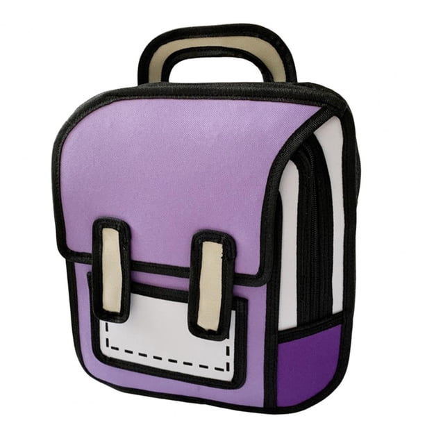 Mochila escolar con correa ajustable para niños y niñas, almacenamiento de libros Unisex, cómic 2D, mochila para estudiantes, uso diario Purple LCHINA Fivean unisex