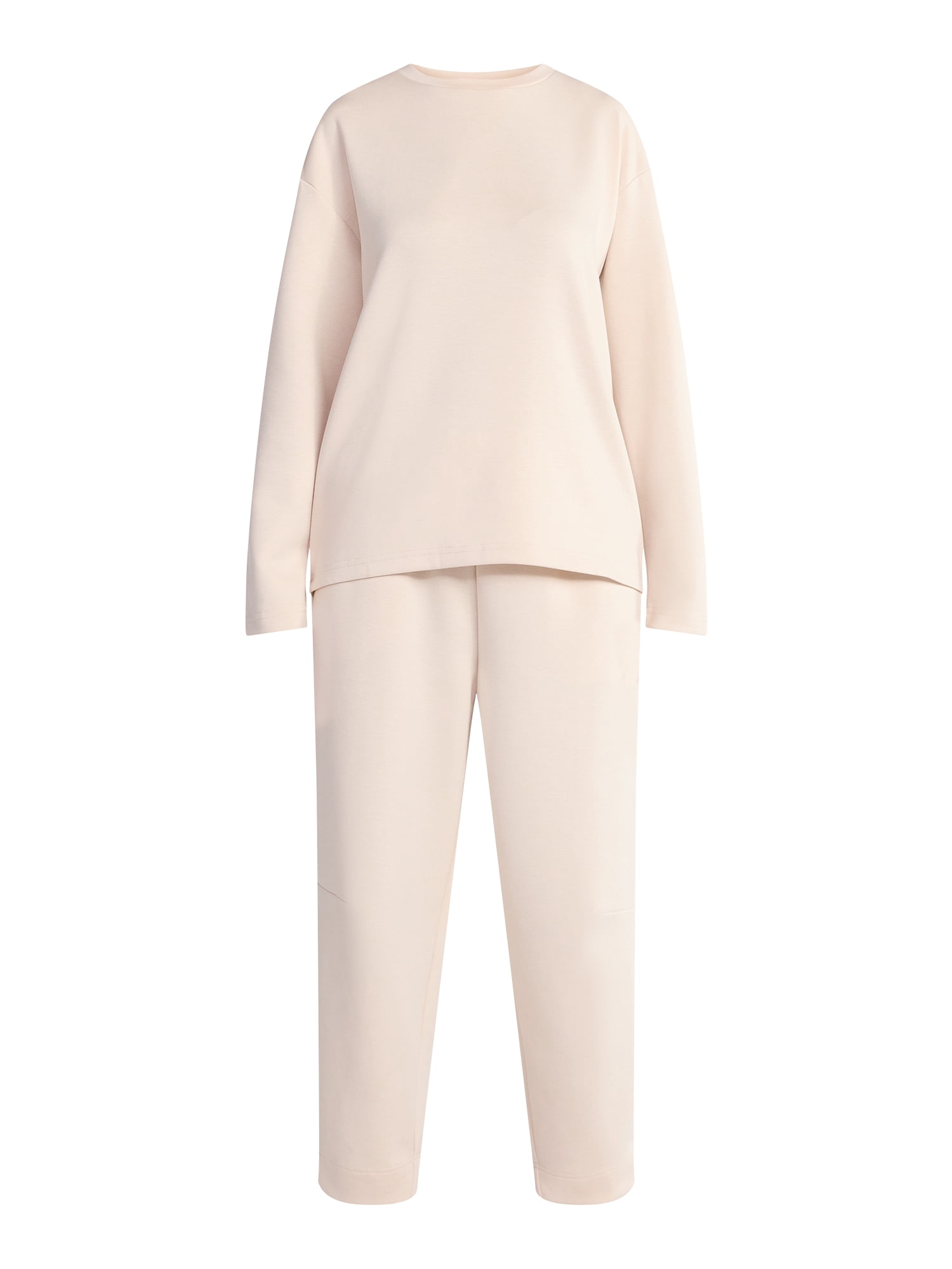 Lissome Women’s Luxe Scubaknit Long Sleeve Drop Shoulder Top and barrel leg pant Lounge Set, 2-piece Set , Sizes S-3X