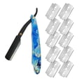 thumbnail image 1 of yeacher Vintage Stainless Steel Shaving Razor with 10 Blades, Multi-Pattern Acrylic Handle, Sky Blue, Green, Black Options, Durable & Multi-Functional Grooming Tool, 1 of 6