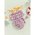 thumbnail image 3 of Wassery Toddler Girl 2Pcs Swimsuit 6M 18M 24M 3T 4T Sleeveless Lacing Ruffled Camisole Pleated Briefs Flower Print Shorts Summer Swimming Beach Wear Bikinis Bathing Suit, 3 of 7