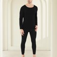thumbnail image 6 of Elainilye Fashion Pajamas for Men Winter Warm 2 Piece Pajamas Suit Double-sided Non Marking Brushed Seamless Wear-resistant Pajama Set,Black, 6 of 8