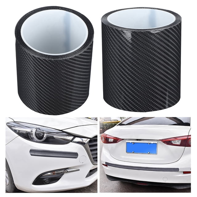 Autocollant de Protection de Voiture, Autocollant Anti-Rayure de Protection de Porte de Voiture de Film de Protection de Fibre de Carbone Noir