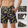 thumbnail image 5 of AHTJRT Men's Beach Shorts Funny Carnival Graphic Printed Swim Trunks with Drawstrings Built-In Shorts Quick Dry Board Shorts Purple#06 S, 5 of 5