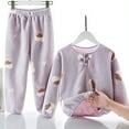 thumbnail image 3 of OSOLU Children Girls Outfit Sets Fall Winter Flannel Soft with Cute Print Long Sleeve Thermal Cozy Loungewear Trendy Travel Clothing Sets, 3 of 4