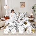 thumbnail image 3 of Erosebridal Vintage Bee Full Size Comforter Sets,Lovely Floral Bedding Comforter Set,White Black,Reversible,3 Pieces,1 Comforter and 2 Pillowcases, 3 of 7