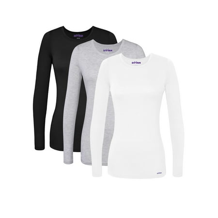 

Sivvan 3 Pack Women s Comfort Long Sleeve Multi Color T-Shirt / Underscrub Tee