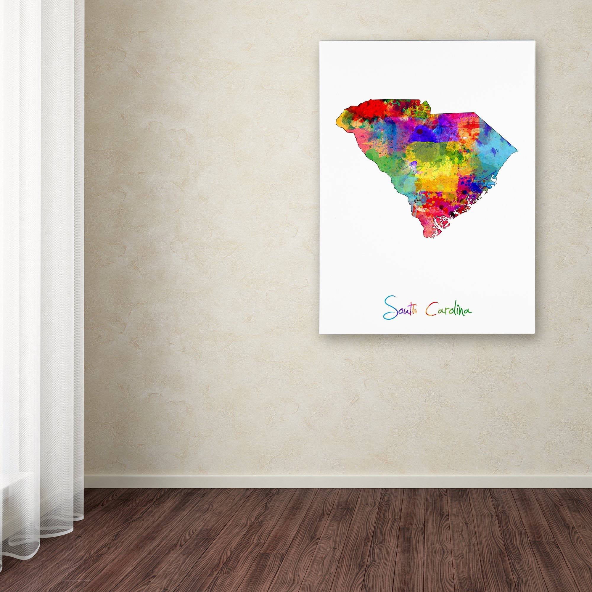 Trademark Fine Art "South Carolina Map" Canvas Art by Michael Tompsett