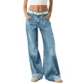 thumbnail image 2 of Endives Women's Wide Leg Jean Streetwear Casual Trendy Loose Straight Retro Denim Pants Fall Winter, 2 of 4