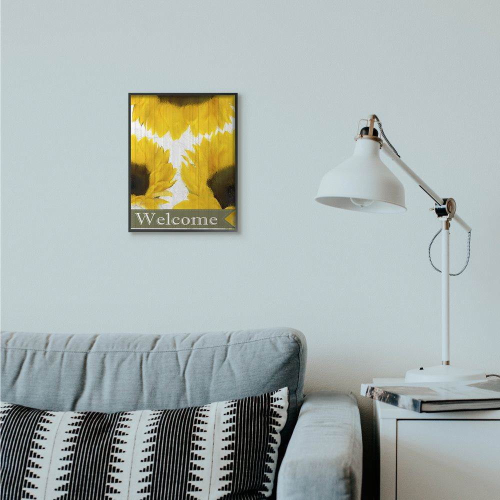 Stupell Industries Sunflower Welcome Yellow Flowers Painting Framed Giclee Texturized Art by Kimberly Allen