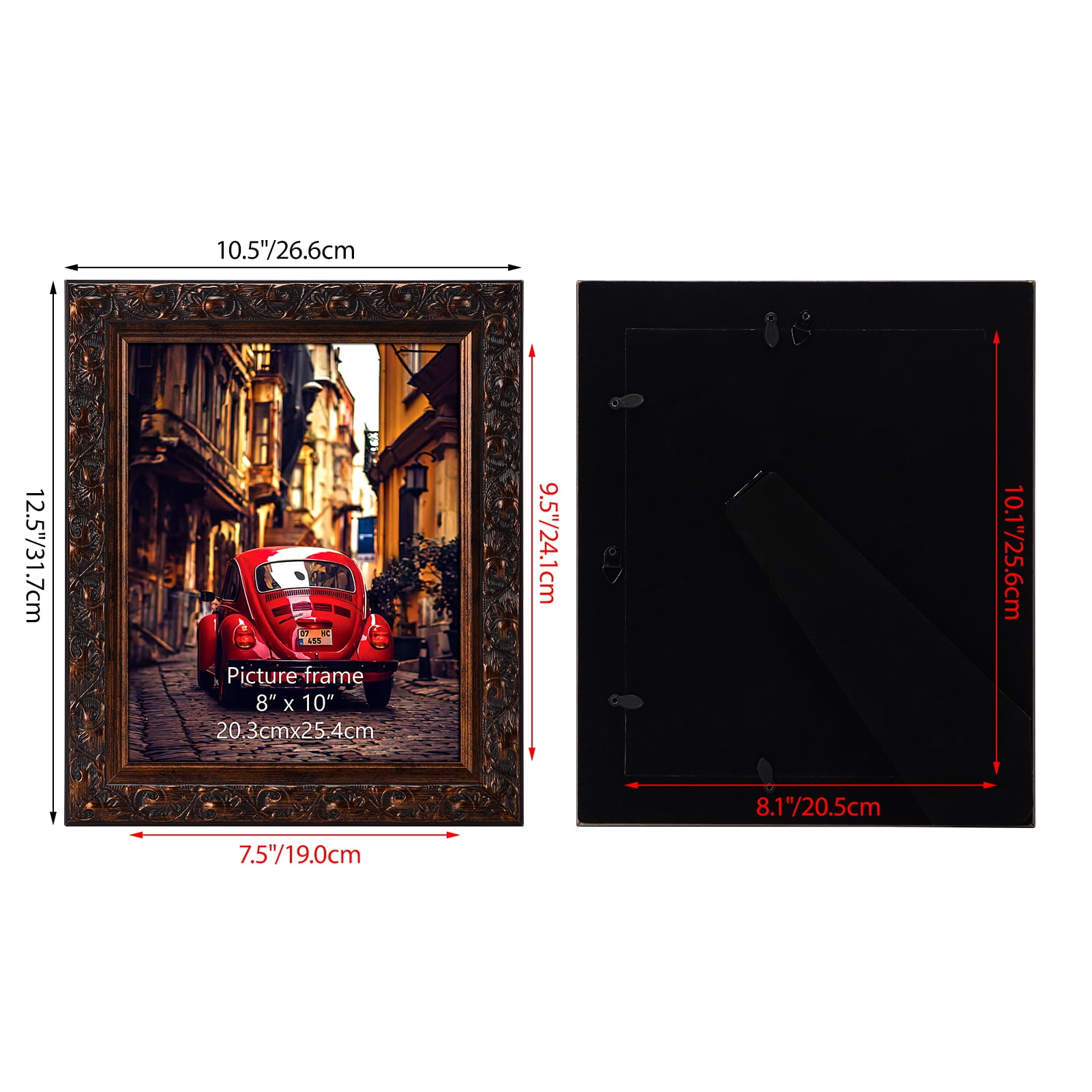 Vintage 8x10 Picture Frame Set of 2, MDF 8x10 Photo Frame for Tabletop Display