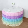 thumbnail image 4 of Efavormart 14ft Gradient Unicorn Themed Chiffon Ruffled Tutu Table Skirt with Satin Backing, 5-Tier Rainbow Table Skirting, 4 of 11
