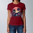 thumbnail image 4 of NAMTYQX Tshirts Shirts for Women Short Sleeve Loose Fit Lightweight Crewneck Lounge Hawaii Tropical Graphic Basic Plus Size Wine Size 4XL, 4 of 5
