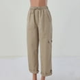 thumbnail image 5 of Baqcunre Womens Cargo Pants Women'S Loose Fit Summer Loungewear Baggy Elastic Waist Pant Straight Leg Trousers Cargo Pant Womens Sweatpants Womens Pants Khaki L, 5 of 8