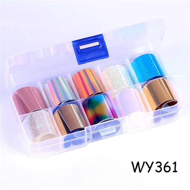 DPTALR 10 Rolls Holographic Nail Art Transfer Foil Sticker Flower Paper Wraps