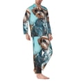 thumbnail image 2 of Balery Stylish Dog in Denim Outfit Pijama para Hombre de Dos Piezas con Manga Larga, Conjunto de Dormir y Descanso Suave con Bolsillos-Large, 2 of 7