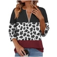 thumbnail image 3 of Fengqque Womens V Neck Zip Front 3/4 Length Sleeve Tops Business Casual Loose Fit Work Tunic Blouse Shirts Black-A XL(XL), 3 of 5