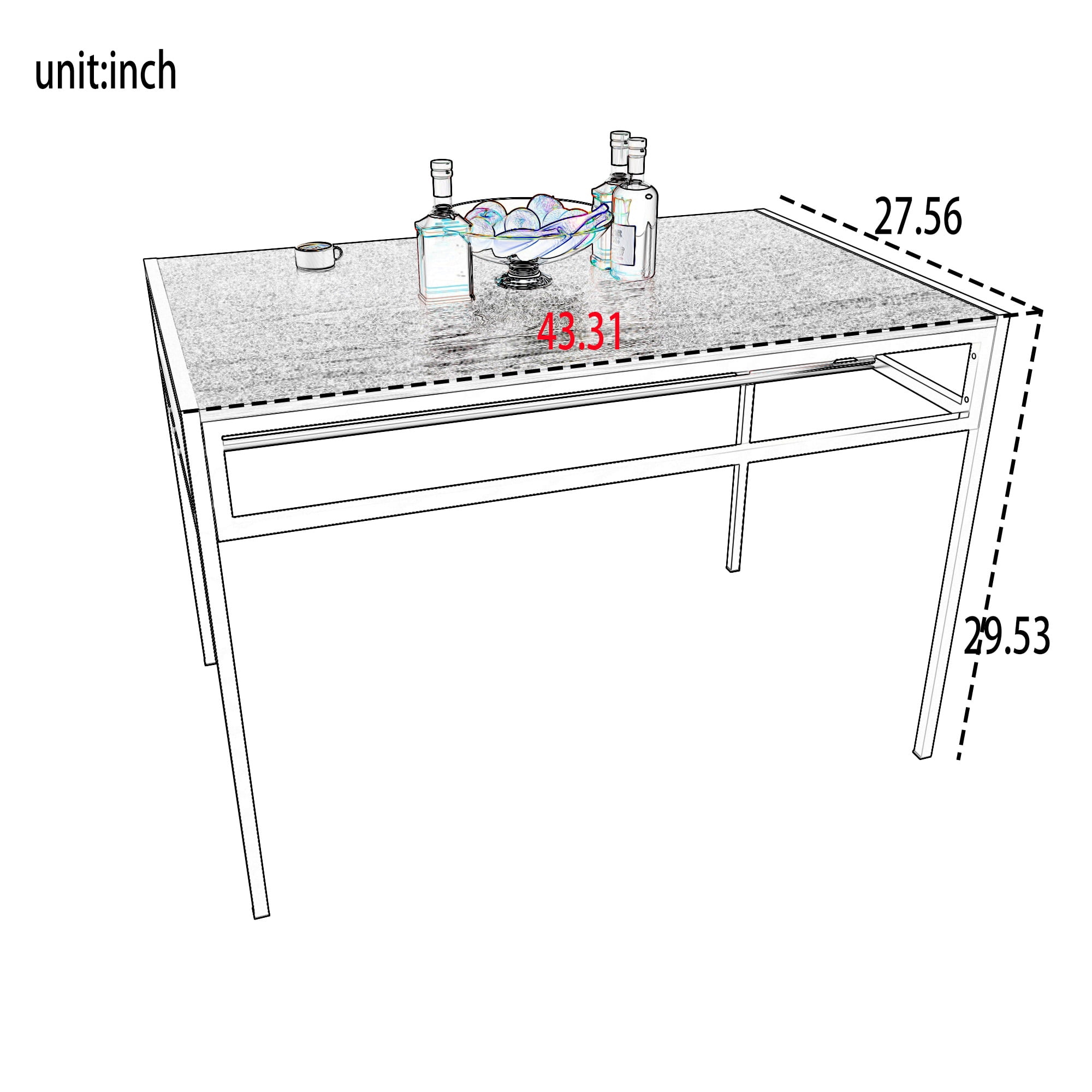 GARITIN 3 Piece Dining Table Set with 2 Benches, Rectangular Kitchen Table with Built in Wine Storage Rack for Small Apartment, Walnut Brown