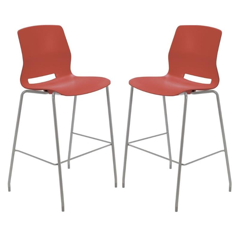 Home Square 30" Plastic Bar Stool in Peri Red Set of 2