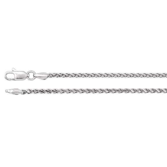 Sterling Silver 2mm Necklace - 3.0 Grams - 18 Inch Sparkle-Cut Wheat Chain With Lobster Clasp