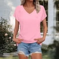 thumbnail image 2 of yillto Women's Casual V Neck T Shirts Summer Cap Short Sleeve Fashion Loose Solid Color Tops Tee, 2 of 7