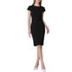thumbnail image 2 of VESTIDO LARGO DE LÁPIZ PARA MUJERES INSPIRE CHIC, CON MANGA CORTA Y CINTURÓN, PARA TRABAJAR, TALLA XL, NEGRO, 2 of 5