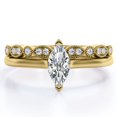 thumbnail image 1 of JeenMata Anillo Solitario de Talla Marquesa de 1,75 Quilates Conjunto de Boda Festoneado Estilo Art Déco: Baño de Oro Amarillo de 18 K sobre Plata (Personalice la Banda de Su Anillo de Bodas), 1 of 6