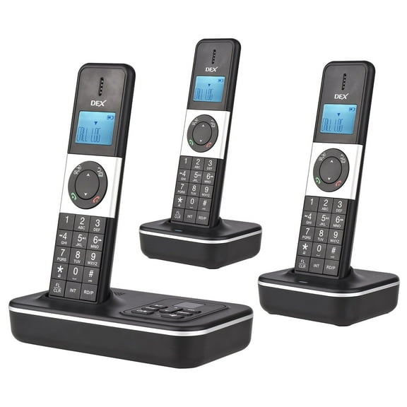Expandable Cordless Phone System with Answering Machine, 3 Handset Cordless Home Phone, Full Duplex Speakerphone, Caller ID/Call Waiting, Multiple Display Languages, Landline Business Telephones