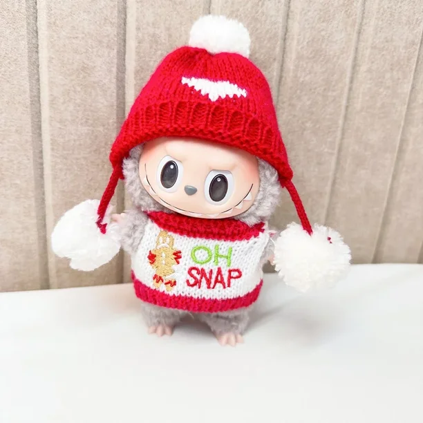 Mini ropa para muñeca de 15-17cm, accesorios para Corea, Kpop, Exo, Labubu, Idol V1 V2, suéter de Navidad de invierno, conjunto de bufanda, ropa