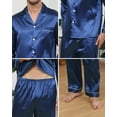 thumbnail image 4 of Mens Silk Pajamas Set Long Sleeve Satin Pajamas Set for Men 2 Piece Mens Button Down Pajamas Set with Long Pants Mens Silk Loungewear Sets with Pockets, S-XXL, 4 of 13