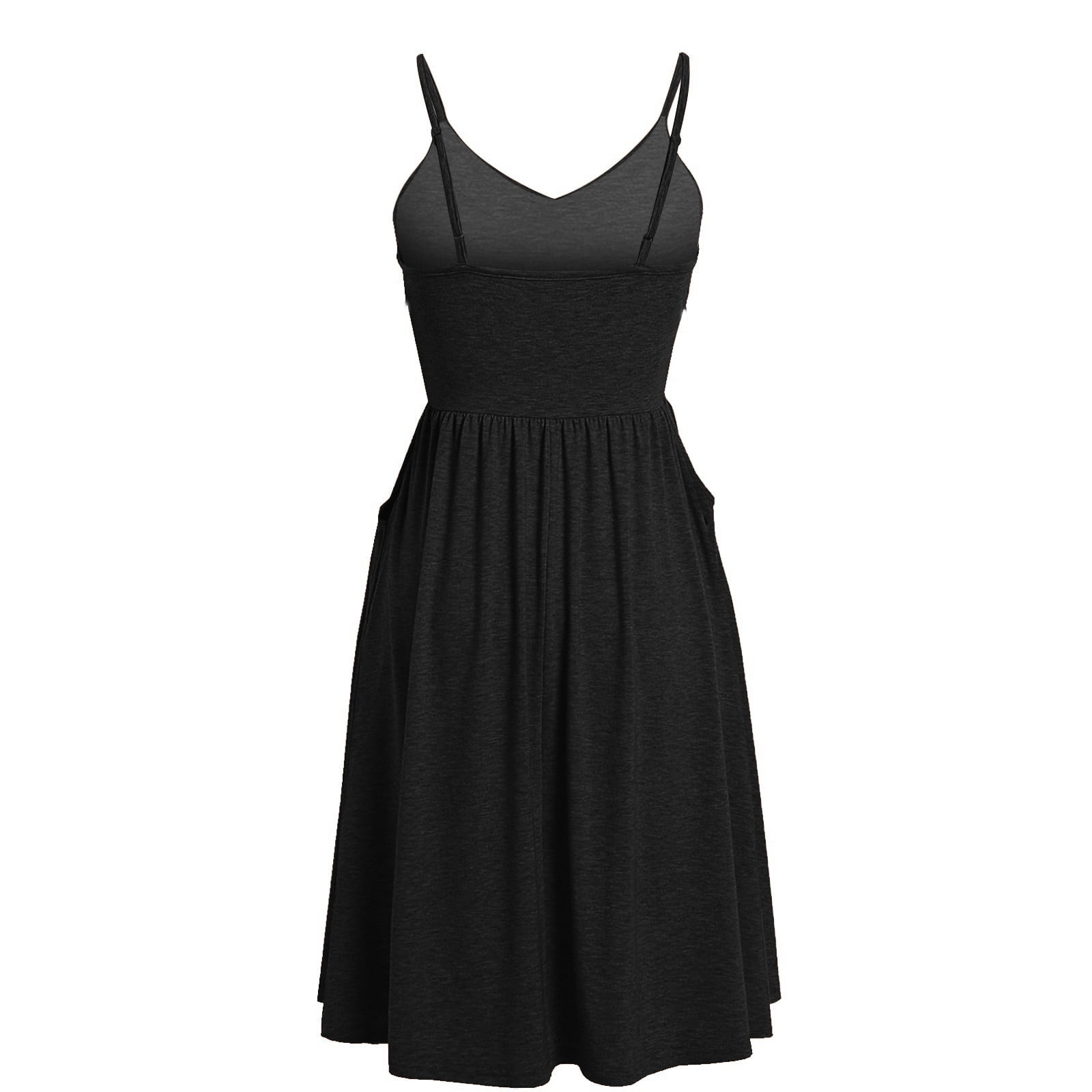 LAISHEN Women's Summer Floral Sundress - Spaghetti Strap V-Neck Midi Dress With Pockets & Lace Detail - View #4