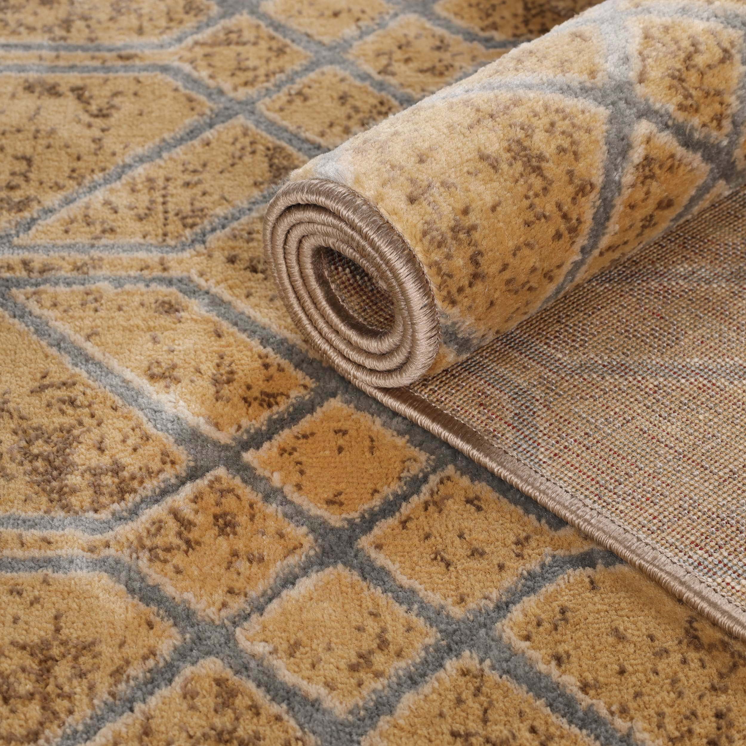 Superior Abner Geometric Diamond Indoor Area Rug, 8' x 10', Camel/Grey