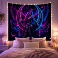 thumbnail image 2 of Winged Woman on Glowing Crescent Moon with Birds, Mystical Fantasy Style for Moon Lovers, Cosmic Wall Art, Halloween Gift, Tapestry Wall Hanging for Bedroom and Dorm, 2 of 7