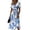 Blue, variant on Boho Floral Maxi Dress for Women - V-Neck Short Sleeve High Waist A-Line Flowy Beach Dress, Summer Elegant Casual Long Party Gown Navy L