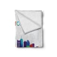 thumbnail image 2 of Boston Soft Flannel Fleece Throw Blanket, Skyline Silhouette of Vibrant Rainbow Color Geometric Style and Reflection Effect, Cozy Plush for Indoor and Outdoor Use, 50" x 70", Multicolor, by Ambesonne, 2 of 6