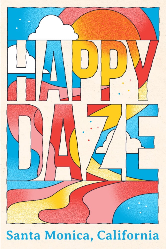 Santa Monica, California, 70s Sunshine Collection, Happy Daze (9x12